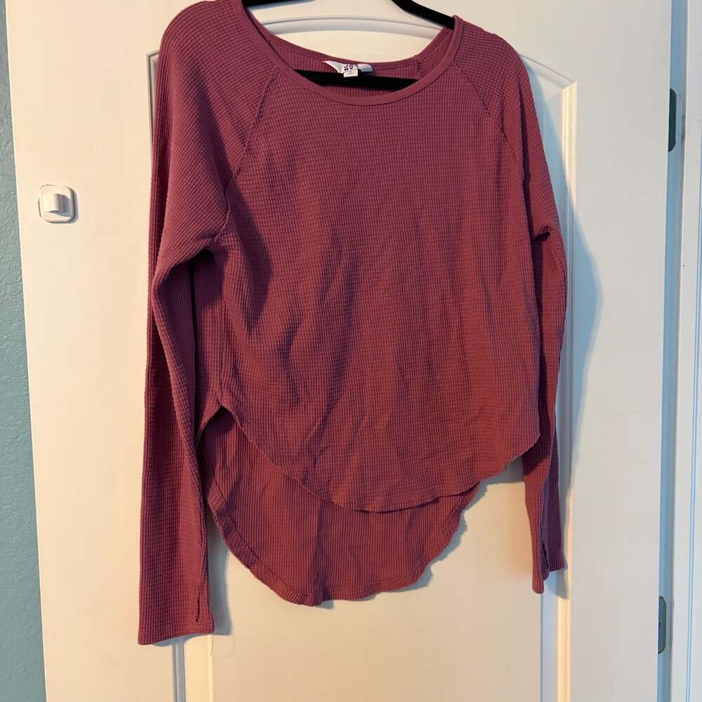 JoyLab Women's Pink Waffle Knit Thermal Long Sleeve Shirt Size S